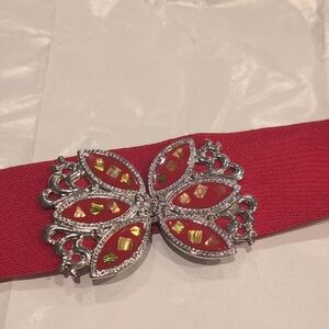 Vintage Red Butterfly Stretch Belt